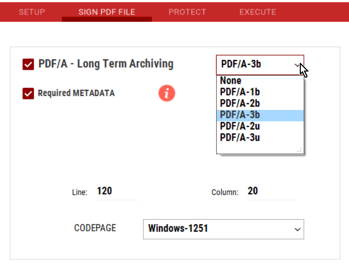 Sample of the Conformance Settings